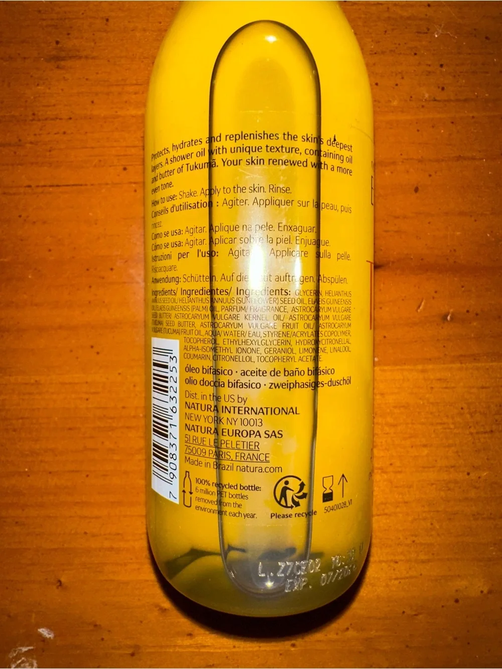 Natura Ekos Tukuma Biphase Shower Oil - Nourishing Bath/Body Treatment 6.7 oz.